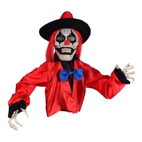 VORJELT Activated Light Up Clown Stake - Halloween Scary Animated Yard Decor with Sound Waterproof Design for Outdoor Use Perfect for Patios and Gardens Voice-Activated Spooky Clown Decoration Color