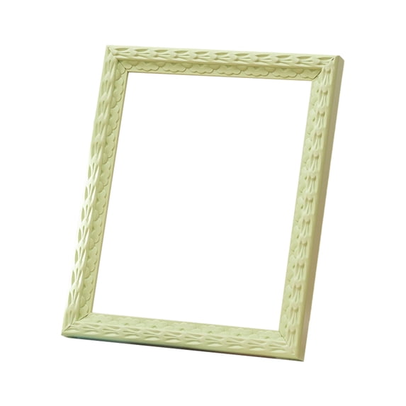 VORJELT Embossed Photo Frame 5x7 Inch - Textured Carved Border Picture Frame with Stand for Family Travel Portraits - Durable Plastic Design for Home Desktop Decor Green