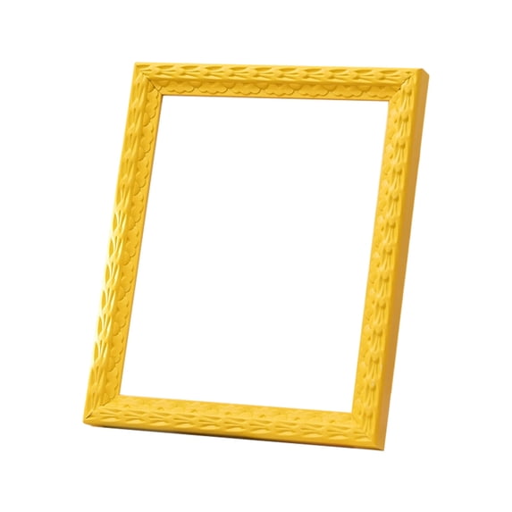 VORJELT Embossed Photo Frame 5x7 Inch - Textured Carved Border Picture Frame with Stand for Family Travel Portraits - Durable Plastic Design for Home Desktop Decor Yellow