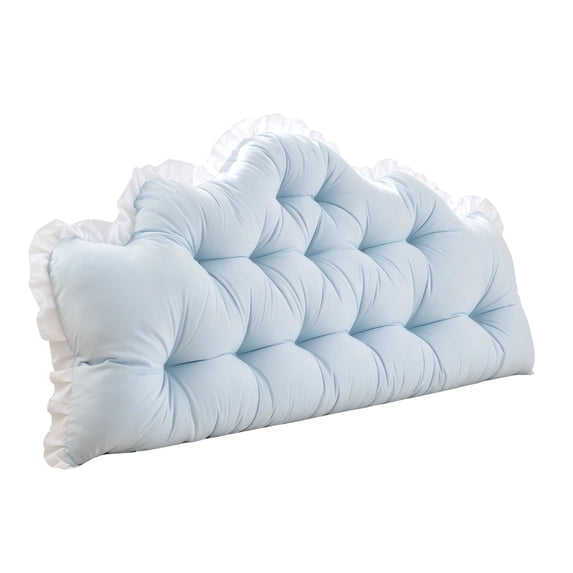 VORJELT Ergonomic Bed Backrest Cushion - Soft Lumbar Support Pillow for Reading & Relaxation, Ideal for 1m Wide Beds, Cotton Material, 8 Colors Available Blue