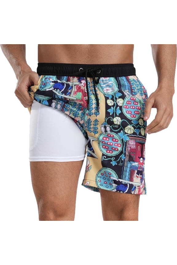 Quick Dry Swim Trunks, Board Shorts, Swimwear Bottoms (Men's)-M