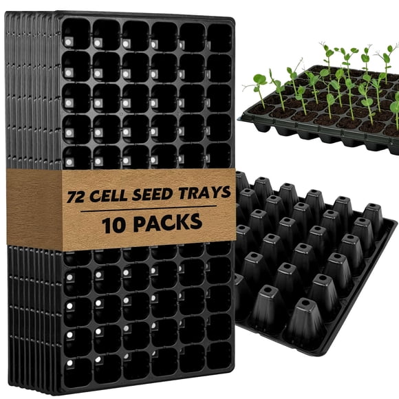 VOROLAK 10 Pack 72 Cell Seed Starter Trays, 1.77" Deep Plug Tray for Seedlings, Thick Heavy Duty Seedling Trays with Drainage Holes, Fit Standard 1020 Drip Tray