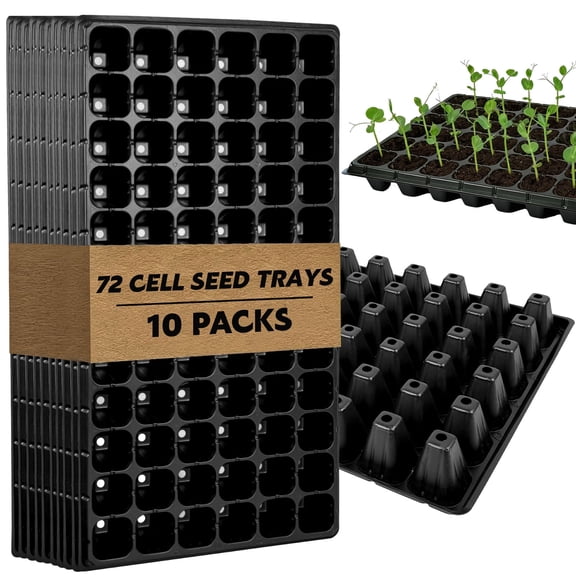 VOROLAK 10 Pack 72 Cell Seed Starter Trays, 1.77" Deep Plug Tray for Seedlings, Thick Heavy Duty Seedling Trays with Drainage Holes, Fit Standard 1020 Drip Tray