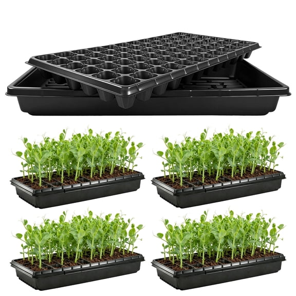 VOROLAK 5 Pack 1020 Seed Starter Trays and 5 Pcs 72 Cell Plug Trays, Thick Heavy Duty Seedling Plastic Nursery Tray for Microgreens, Seedlings, Plant Germination, Fodder and Transplant
