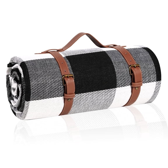 VOROLAK Extra Large Picnic Blanket 80"x 80", Waterproof and Foldable Beach Blanket, 3-Layer Soft Fleece Outdoor Blanket for 6 to 8 Adults Camping, Travel, Park, Grass, Patio (Black)