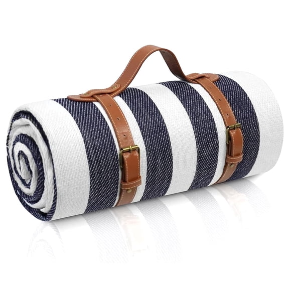 VOROLAK Extra Large Picnic Blanket 80"x 80", Waterproof and Foldable Beach Blanket, 3-Layer Soft Fleece Outdoor Blanket for 6 to 8 Adults Camping, Travel, Park, Grass, Patio (Blue)