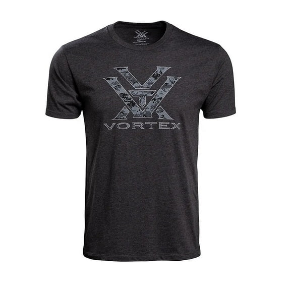 VORTEX Adult Male Camo Logo Short Sleeve Tee, Color: Charcoal Heather, Size: 3XL