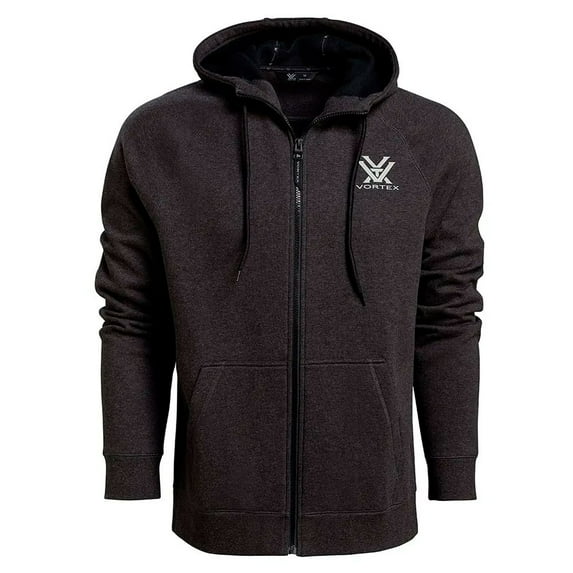 VORTEX Adult Male Core Logo Full Zip Comfort Hoodie, Color: Charcoal Heather, Size: M