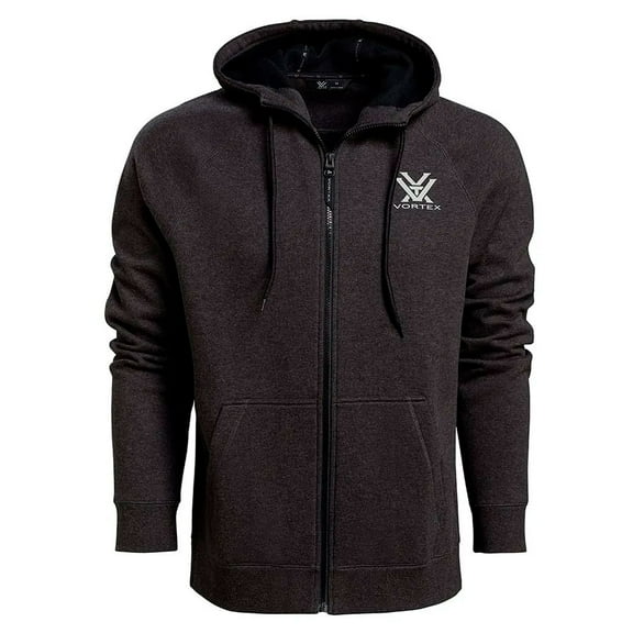 VORTEX Adult Male Core Logo Full Zip Comfort Hoodie, Color: Charcoal Heather, Size: XL