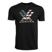 VORTEX Adult Male Stars and Stripes Short Sleeve T-Shirt, Color: Black, Size: XL