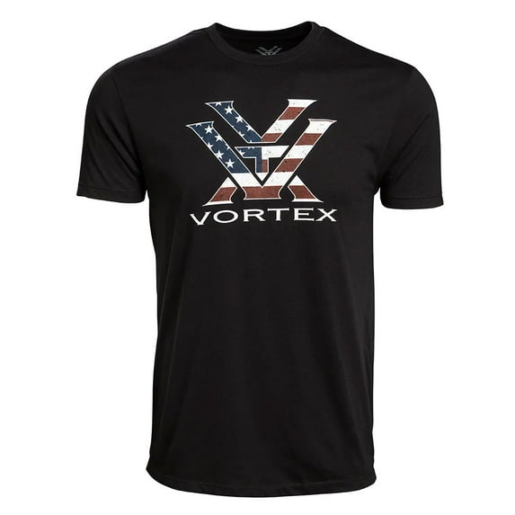 VORTEX Adult Male Stars and Stripes Short Sleeve T-Shirt, Color: Black, Size: XL