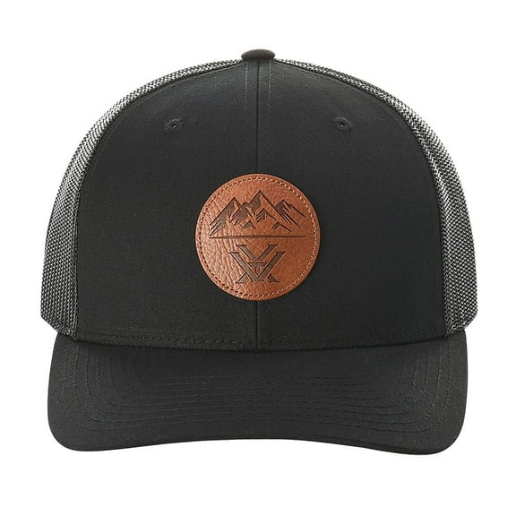 VORTEX Adult Male Three Peaks Cap with Leather Patch, Color: Black (121-01-BLK)