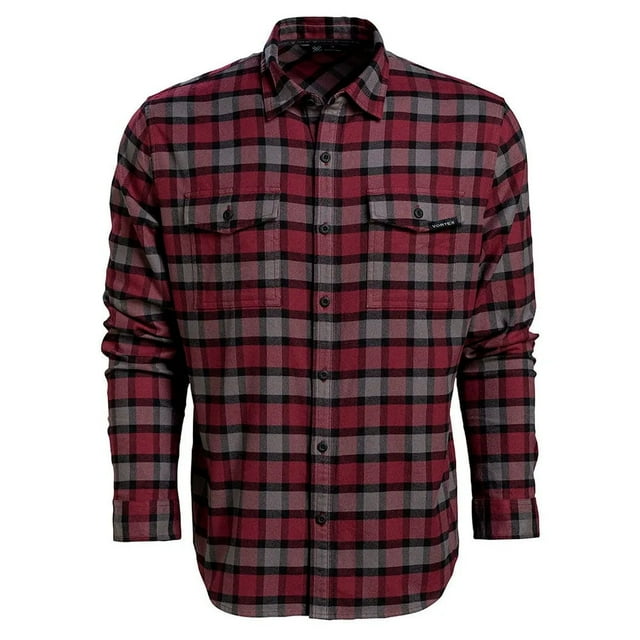VORTEX Adult Male Timber Rush Flannel Long Sleeve Shirt, Color: Burgundy, Size: L