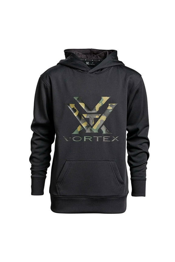 Child Unisex Performance Hoodie, Color: Black Camo, Size: L