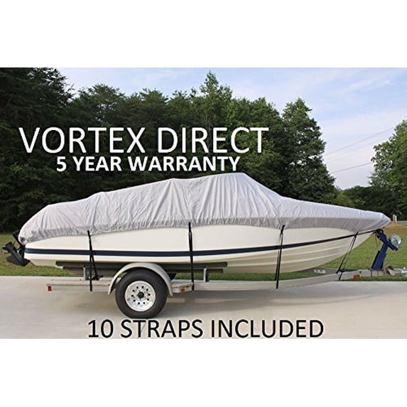 VORTEX HEAVY DUTY 28 FT *GREY* VHULL FISH SKI RUNABOUT COVER FOR 26'1" TO 27 to 28 FT BOAT, UP TO 108" BEAM (FAST SHIPPING - 1 TO 4 BUSINESS DAY DELIVERY)