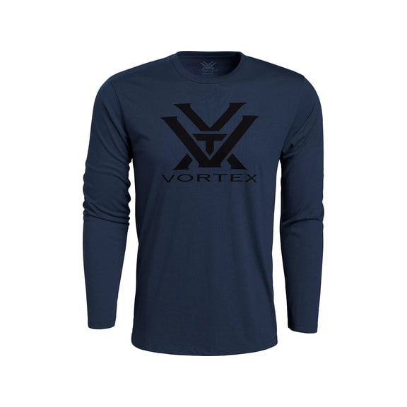 Vortex Optics Men's Core Logo Long Sleeve Crew Neck T Shirt Navy Heather Large