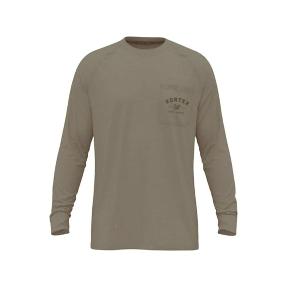 Vortex Optics Men's Outland Heavyweight Long Sleeve Crew Neck T Shirt Tan Large