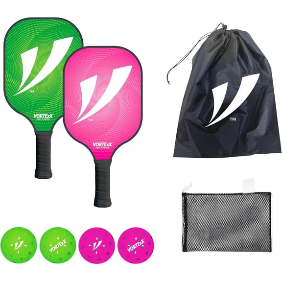 VORTExX Pickleball Set, Pink/Green, 15.75" x 7.75" x 2.9"