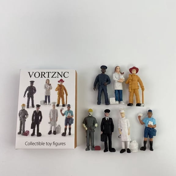 VORTZNC Collectible toy figures,Figure People at Work Individually Figurines Toy Playset Realistic Looking Fireman Police Officer Postman Pilot People Figurine Model Toy