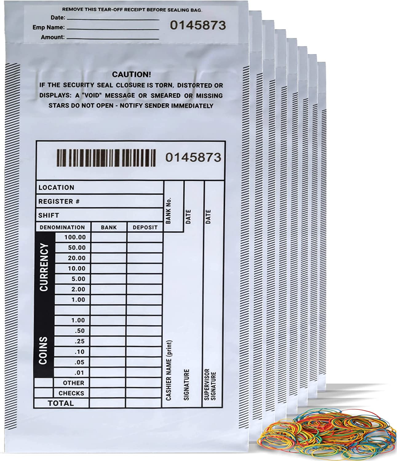 VORVIL 1000 Bank Deposit Bags, Tamper Proof Bags, Opaque Plastic Bank