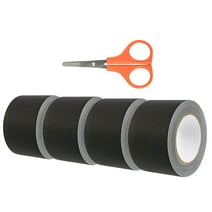 VORVIL 4 Rolls Black Gaffers Tape 3 inch x 30 Yards with Scissors - Heavy Duty & Non Reflective Gaff Tape - No Residue Gaff Cloth Tape for Photography, Production, Carpet, Drums, and Cables