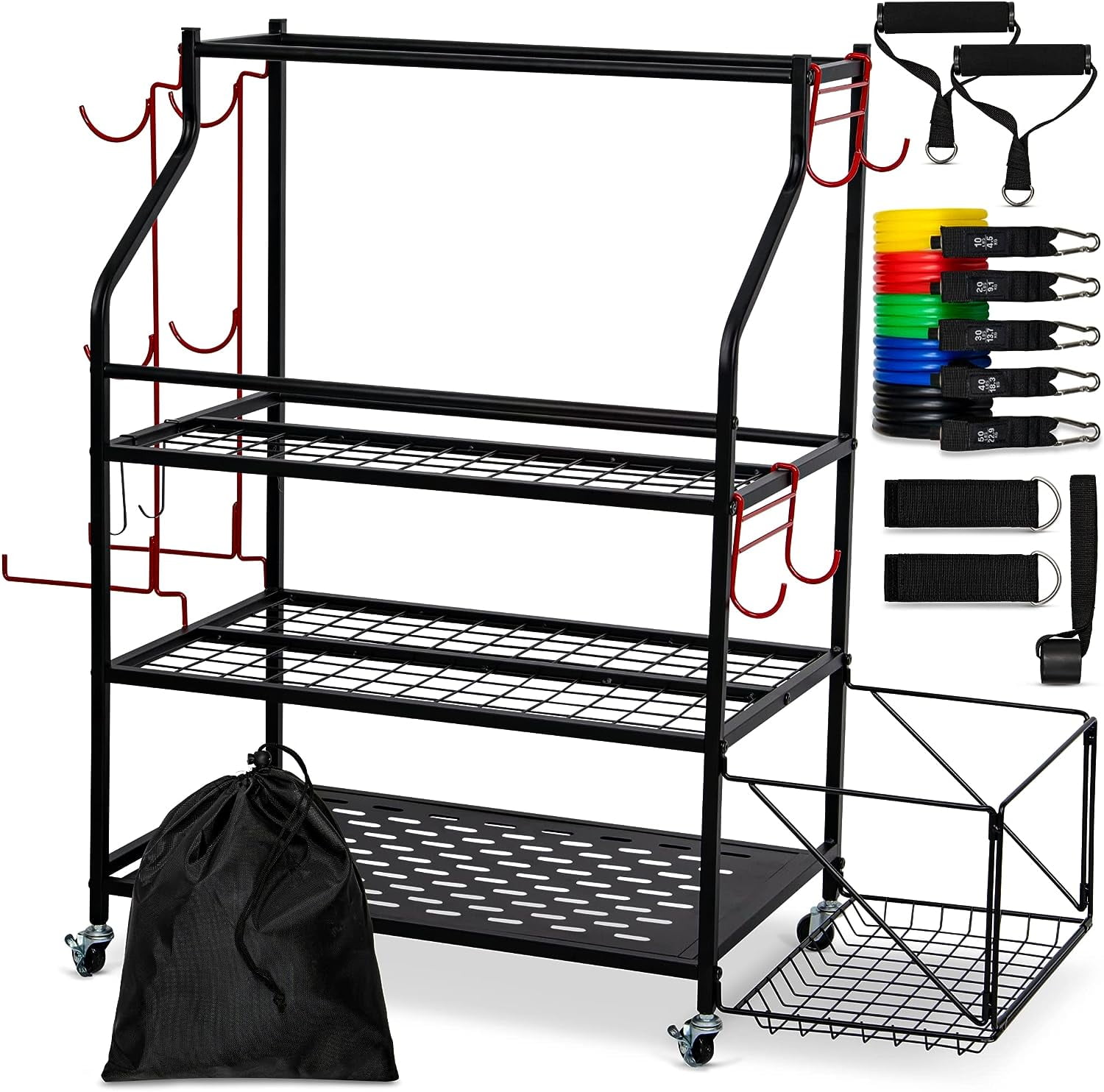 VORVIL Home Gym Storage Rack and Yoga Mat Holder