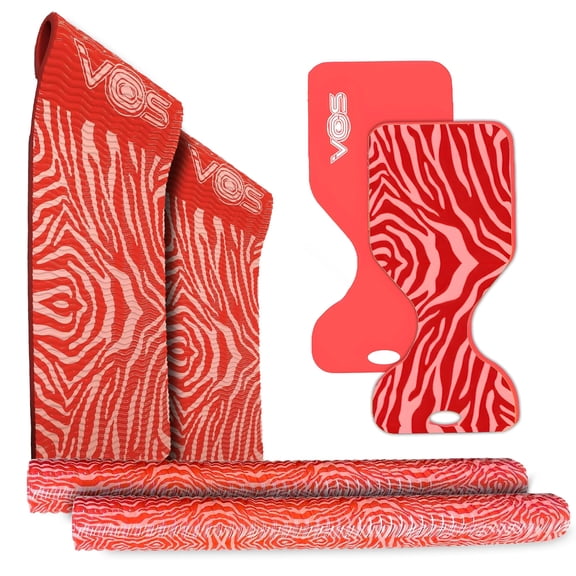 VOS Elite Pool Collection featuring 2 Mega Foam Wavy Noodles, 2 Infinity Lounger Effusion Floats, and 2 Phoenix Graphic Printed Saddle Water Floats (Kovo Coral)