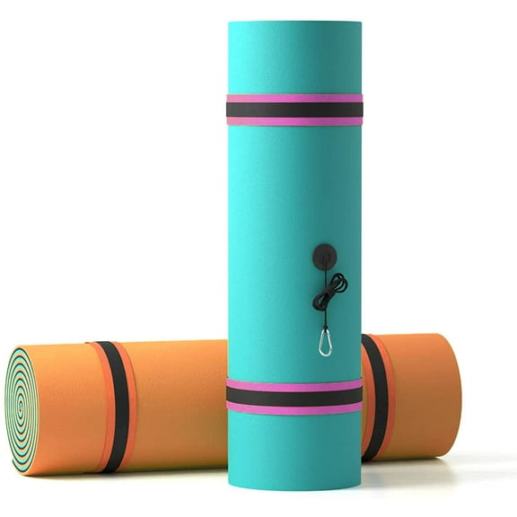 VOS Tahoe Premium Ultra Oversized Floating Water Mat, Foam Water Floating Pad, Lily Pad - Perfect for Lake, Pool, Beach, Sports & Water Activities, Orange Green Black (6'x6')