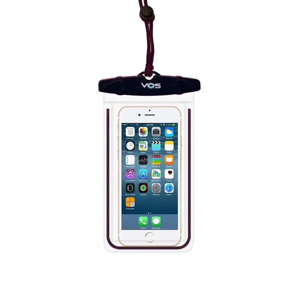 VOS Waterproof Case - Black | Floating Clear Waterproof Phone Pouch TPU Dry Case Compatible iPhone X 8 7 7 Plus Home Button for iPhone, Google Pixel, Samsung, HTC, LG