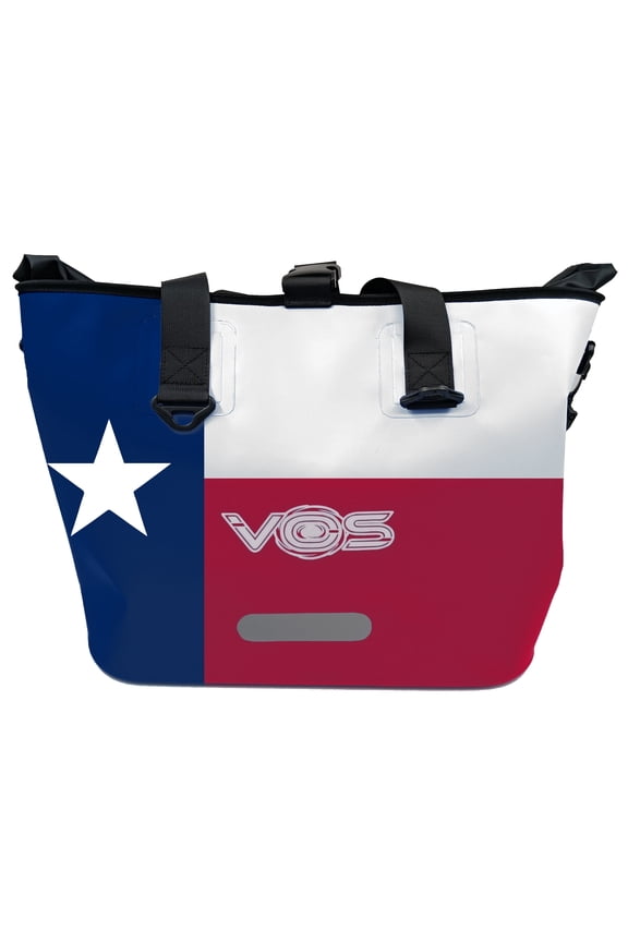 Waterproof Premium Texas Dry Bag – Alla-purpose Tote Bag with Zip Pocket (Red, Blue, White) - Keep Your Gear & Personal Items Dry During Hiking, Camping, and Water Sports