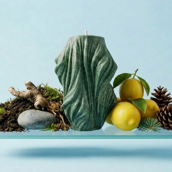 Veil Sculptural Candle • Emerald Forest Leaves (Small)