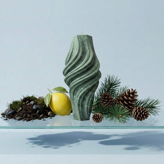 Vortex Sculptural Candle • Emerald Forest Leaves (Small)