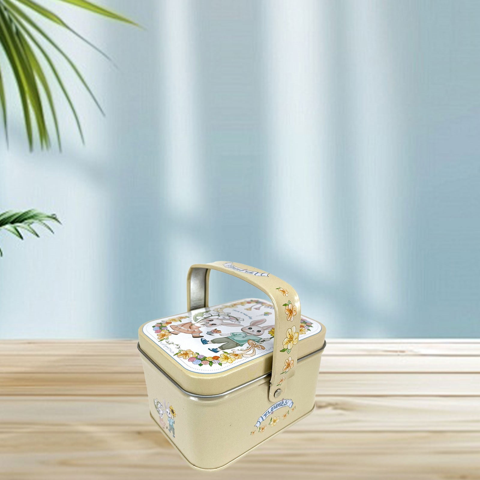 VOSS Handheld Tin Box Cookie Can Rabbit Pattern Candy Baking Packaging