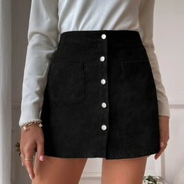 GERsome Womens Fall Winter Corduroy Skirt High Waist Button Down A line Short Mini Skirts with Pockets Walmart