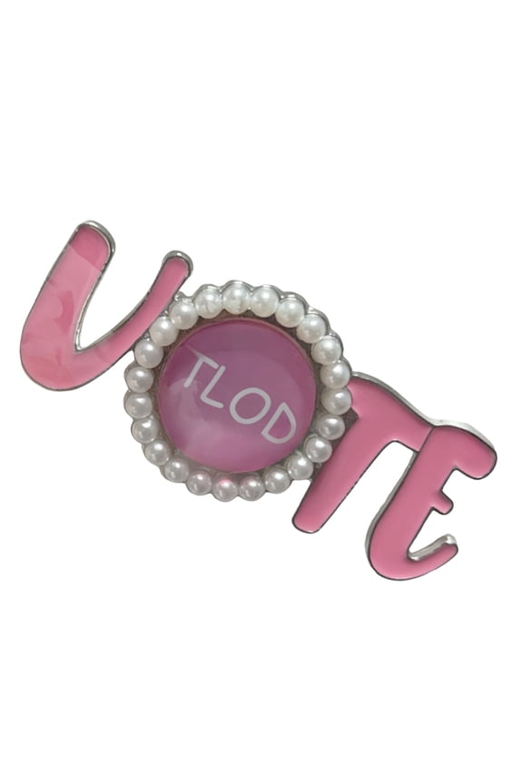 VOTE Brooch Pin for Women's Sorority Social Gathering Brooch 1920s Retro Badge Decorative Pearls