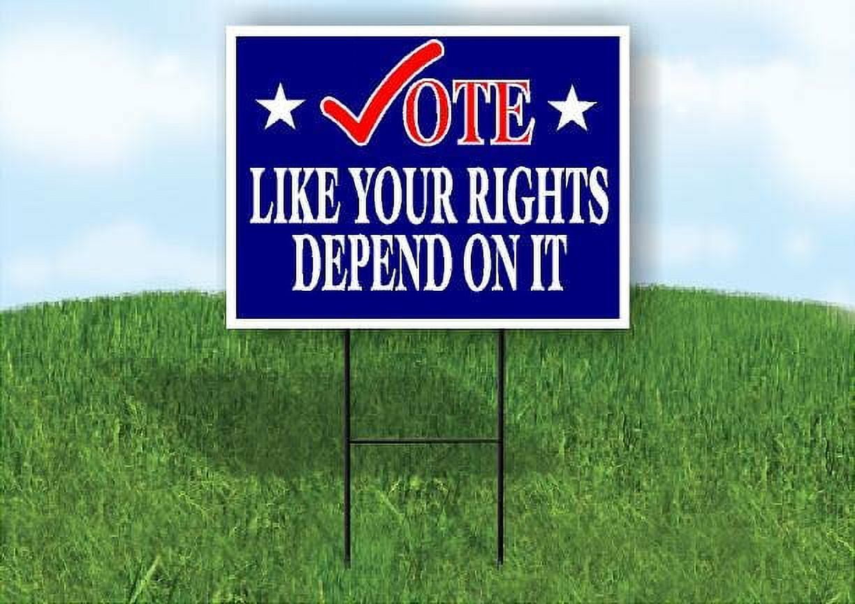 VOTE LIKE RIGHTS DEPEND ON IT RED CHECK 18 in x 24 in Yard Sign Road Sign with Stand, Double Sided