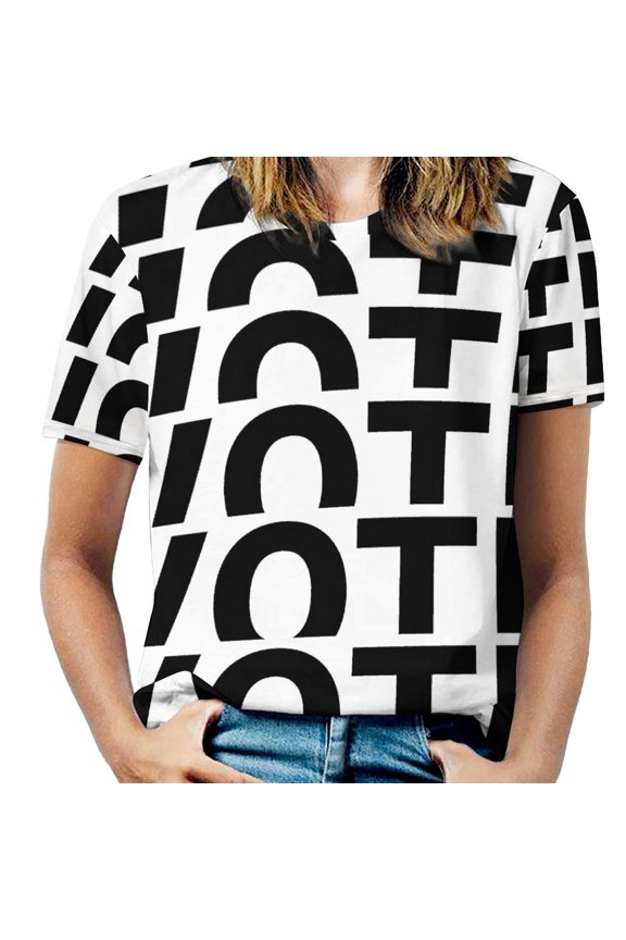 VOTE Repeat Graphic Women's T-Shirt Short Sleeve T Shirts Tops Tee Ladies Loose T