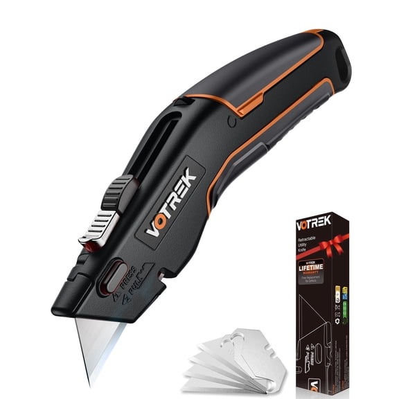 VOTREK Utility Knife Box Cutters Retractable Heavy Duty Razor Knife, with 6 Extra Blades