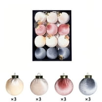 VOTRUDI 12-Piece Velvet Christmas Ornaments Set, 6cm Blush Pink Ball Decor for Tree, Elegant Modern Holiday Decorations