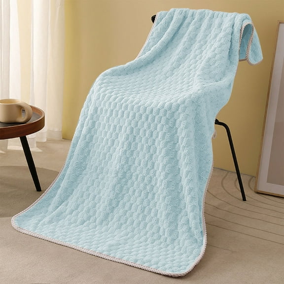VOTRUDI 2-in-1 Bath Towel Blanket, Sky Blue Velvet Ultra Soft Absorbent, 67x35 Inch Polyester Skin-Friendly Warm for Home Gym Travel