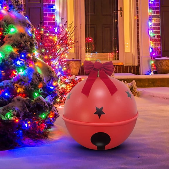 VOTRUDI 24 Inch Large Inflatable Christmas Ball Ornament with Bow - Outdoor Indoor Decor for Yard, Patio, Tree - Shiny Gold PVC Holiday Sphere