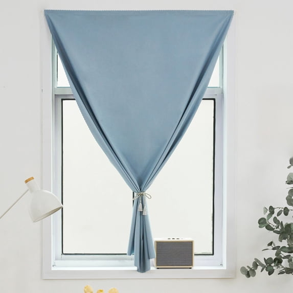 VOTRUDI Blackout Curtains No Drill Peel and Stick Window Drapes for Bedroom Polyester Room Darkening Privacy Curtains Easy Installation Renter Friendly Blue 47x78 Inches
