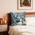 thumbnail image 1 of VOTRUDI Blue Christmas Linen Pillow Covers - 11x11", Reindeer Snowman Wreath Prints, Decorative for Living Room Holiday, 1 of 6
