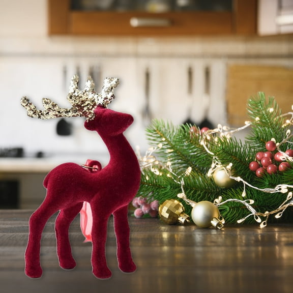 VOTRUDI Christmas Deer Ornaments,Christmas Decorations Indoor Clearance,American Snow Deer Pendant Decorations,Christmas Indoor Decor for Room Office Tabletop,Red
