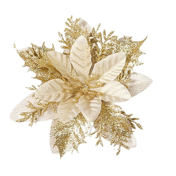 VOTRUDI Christmas Door Wreath,10PCS Christmas ornament glitter hollow leaf wreath circle decoration