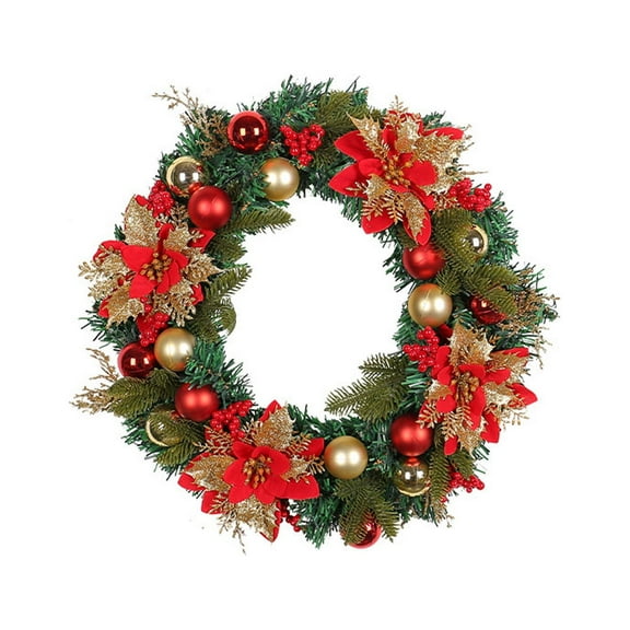 VOTRUDI Christmas Door Wreath,Christmas Flower Wreath, Red Festive Wreath, Shopping Mall Window Decorations, Christmas Decorations
