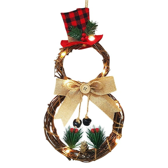 VOTRUDI Christmas Door Wreath,New Christmas Items Home Decoration LED Lights Christmas Wreath Rattan Circle