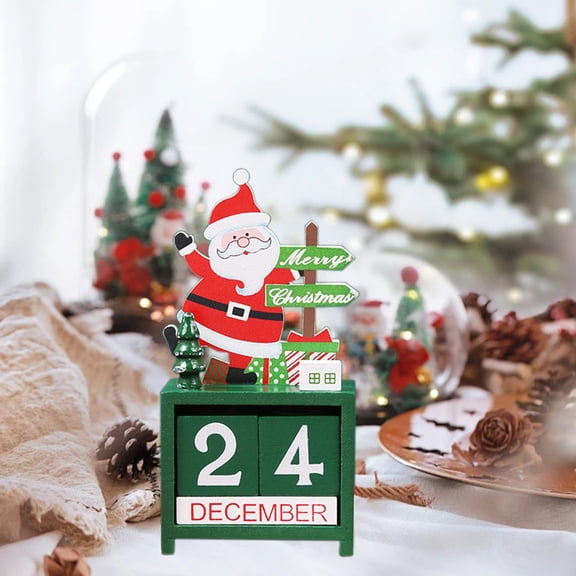 VOTRUDI Christmas Elements Wooden Puppets,Night Before Christmas Decor Clearance,Countdown Ornament,Christmas Indoor Decor for Room Office Tabletop,Green