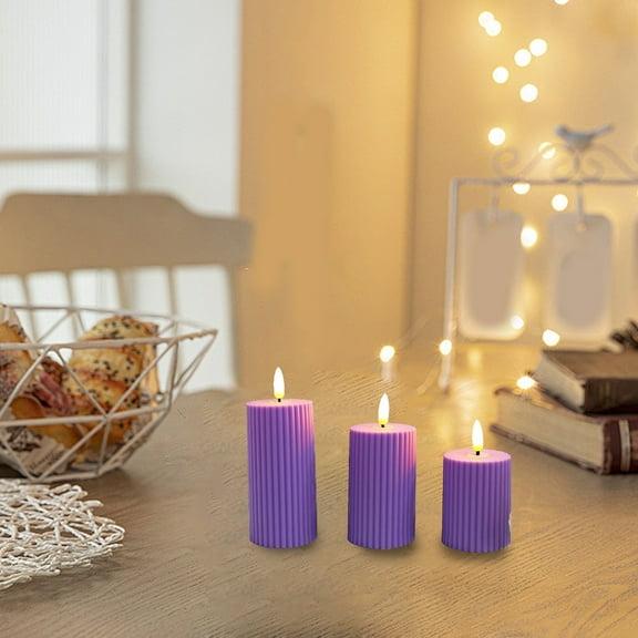 VOTRUDI Christmas Ornaments 2024,Mass Supplies of LED Electronic Candle Lights - Sticker Candles for Festive Decorations,Purple