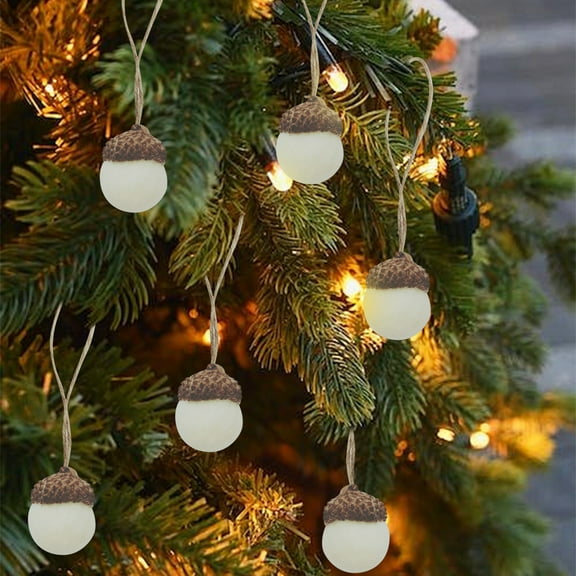 VOTRUDI Christmas Pine Cones Ornament Pendant Crafts for Gift,Set of 10 Felted Acorns with Natural Cap as Thanksgiving and Christmas Ornaments.,White
